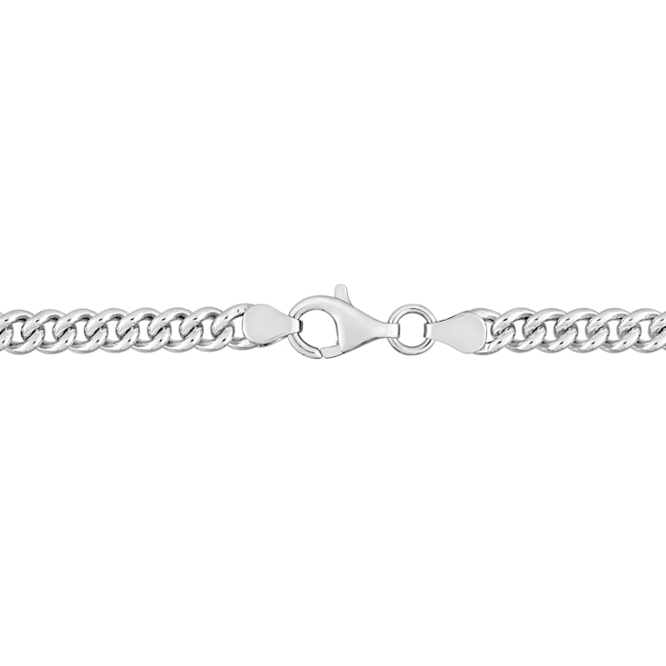 7/8 CT TGW Created Emerald Curb Link Chain Bracelet in Sterling Silver
