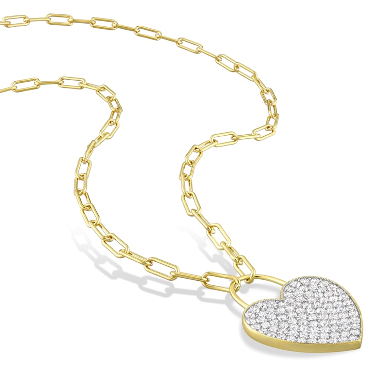 4 1/2 CT TGW Created White Sapphire Heart Pendant with Chain in Yellow
Plated Sterling Silver