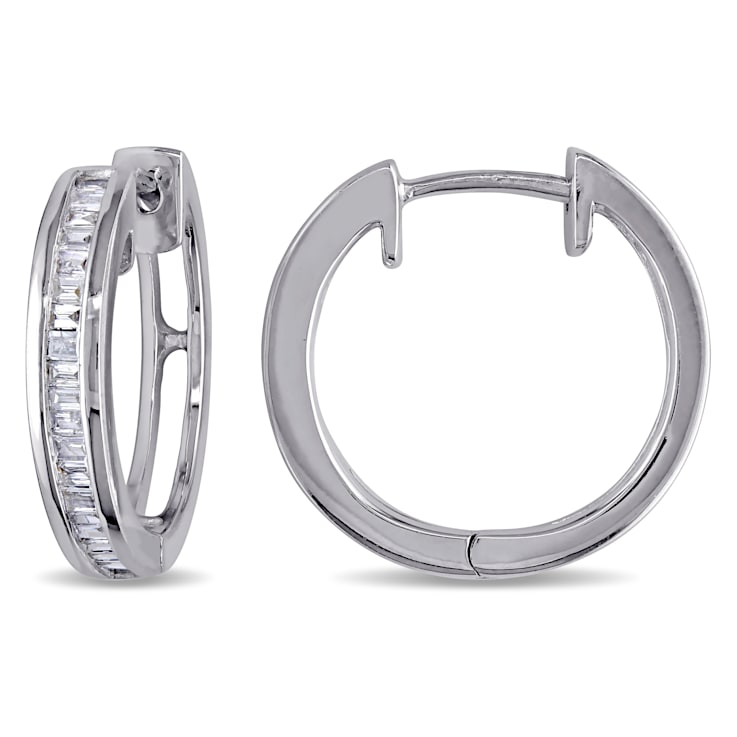 1/4 CT TW Diamond Hoop Earrings in Sterling Silver