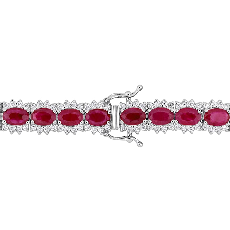 16 4/5 CT TGW Ruby and 2 1/4 CT TW Diamond Bracelet in 14K White Gold
