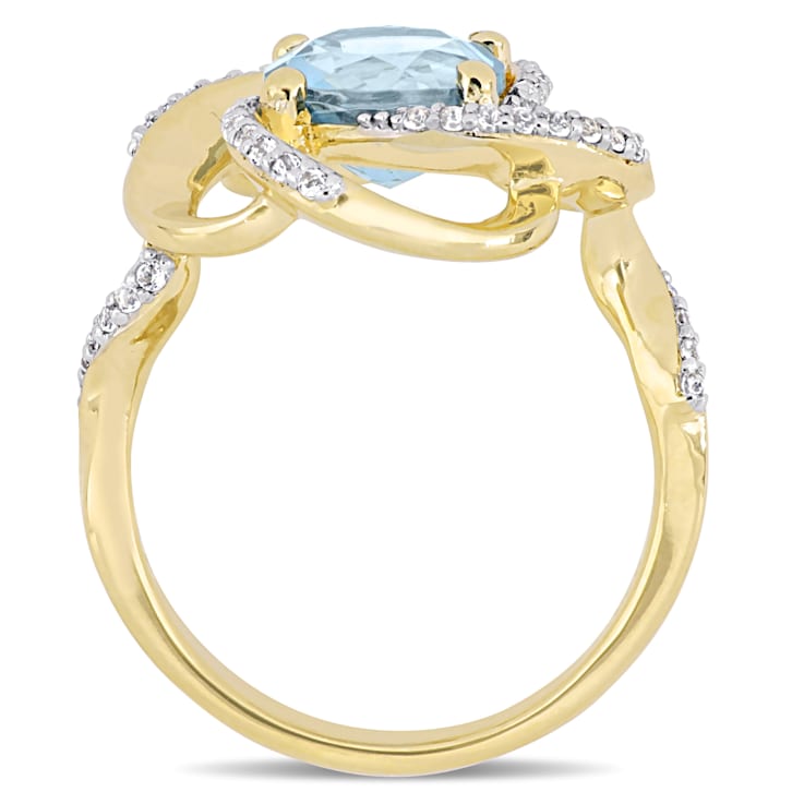 2 3/5 CT TGW Sky Blue and White Topaz Swirl Ring in Yellow Plated
Sterling Silver