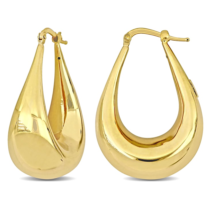33mm Teardrop Hoop Earrings in 14k Gold