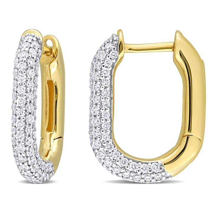 1 1/5 CT TW Diamond Hoop Earrings in 14K Yellow Gold