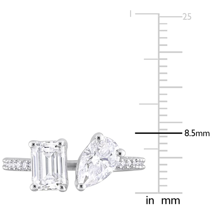 2 1/8 CT TGW Created Moissanite 2-Stone Ring in Sterling Silver
