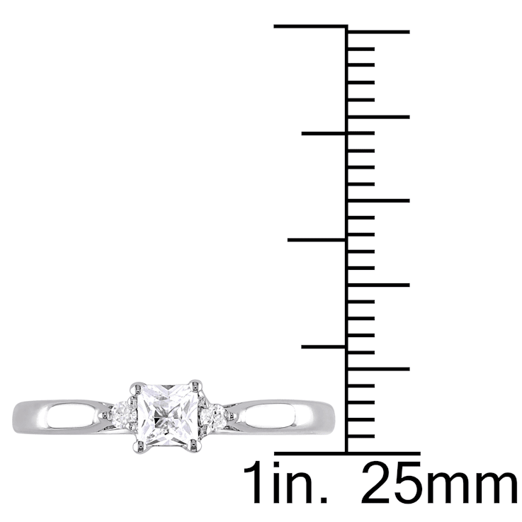 1/3 CT TGW Created White Sapphire and Diamond Accent Ring in Sterling Silver