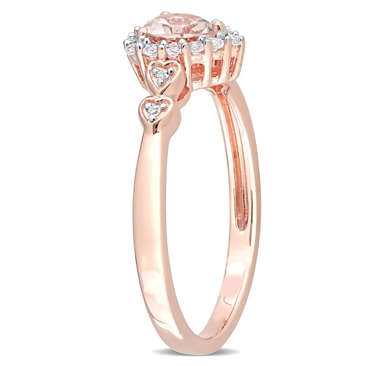 5/8 CT TGW Morganite, White Topaz and Diamond Accent Heart Ring in Rose
Plated Sterling Silver