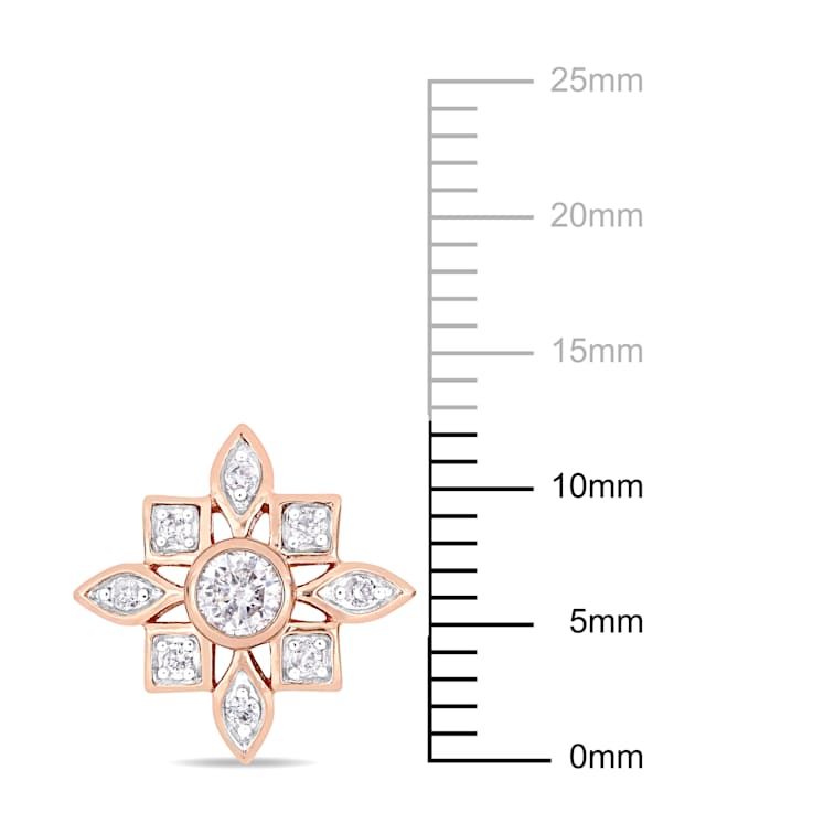 1/3 CT TW Diamond Artisanal Stud Earrings in 10k Rose Gold