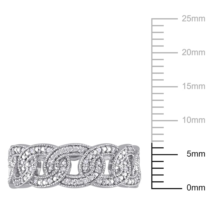 1/10 Ct TW Diamond Link Ring in Sterling Silver