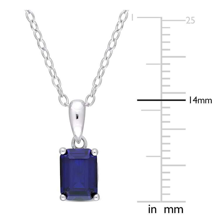 1 5/8 CT TGW Created Blue Sapphire Solitaire Pendant with Chain in
Sterling Silver