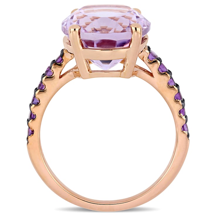 7 7/8 CT TGW Amethyst & Rose de France Ring in 18K Rose Gold Over
Sterling Silver with Black Rhodium