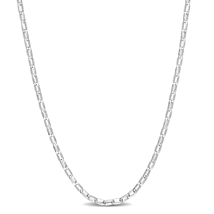 Fancy Rectangular Rolo Chain Necklace in Sterling Silver