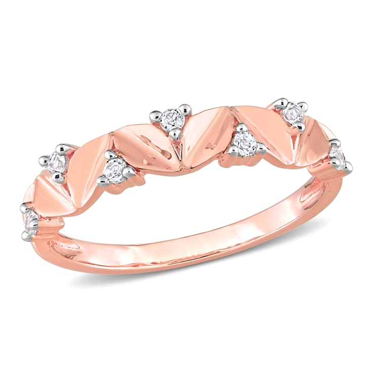 1/5 CTW White Topaz Ring in Rose Plated Sterling Silver