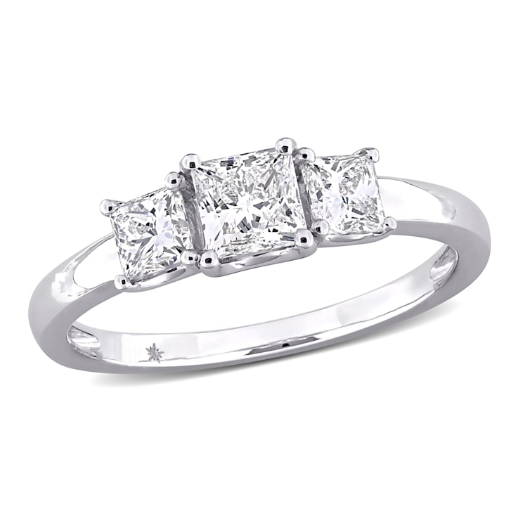 1 CT TW Lab-Grown Diamond 3-Stone Ring in 14K White Gold