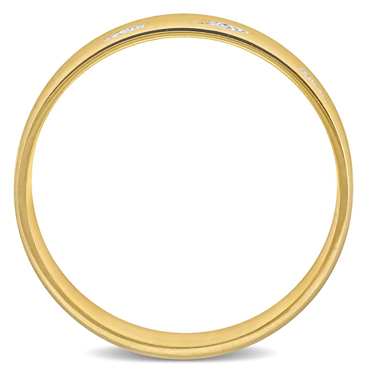 Ladies 6mm Ribbed and Striped Curved Wedding Band in 14K Yellow Gold