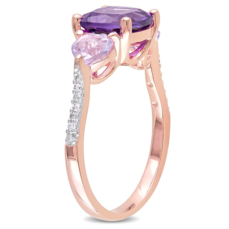 2 1/5 CT TGW Multi-Gemstones and Diamond Accent  Ring in Rose Gold
Plated Sterling Silver