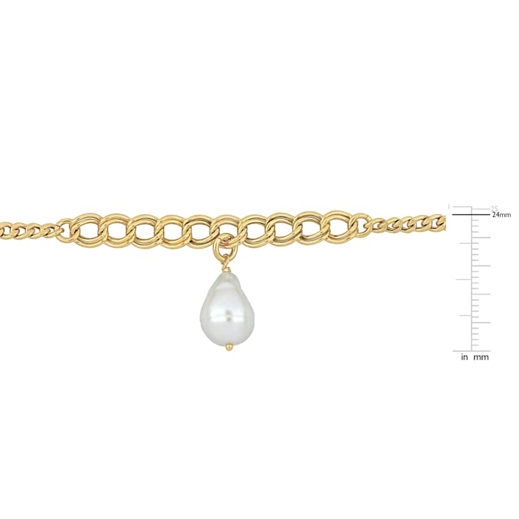 9MM Freshwater Cultured Pearl with Link Chain Bracelet in Yellow Plated
Sterling Silver
