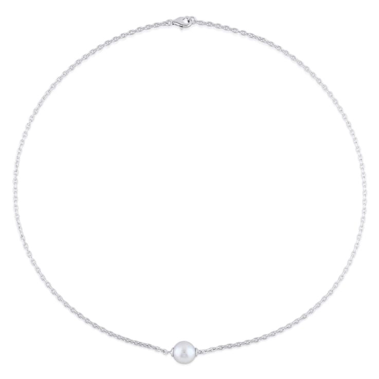 8-13MM Freshwater Cultured Pearl Stud Earrings and Pearl Necklace in
Sterling Silver