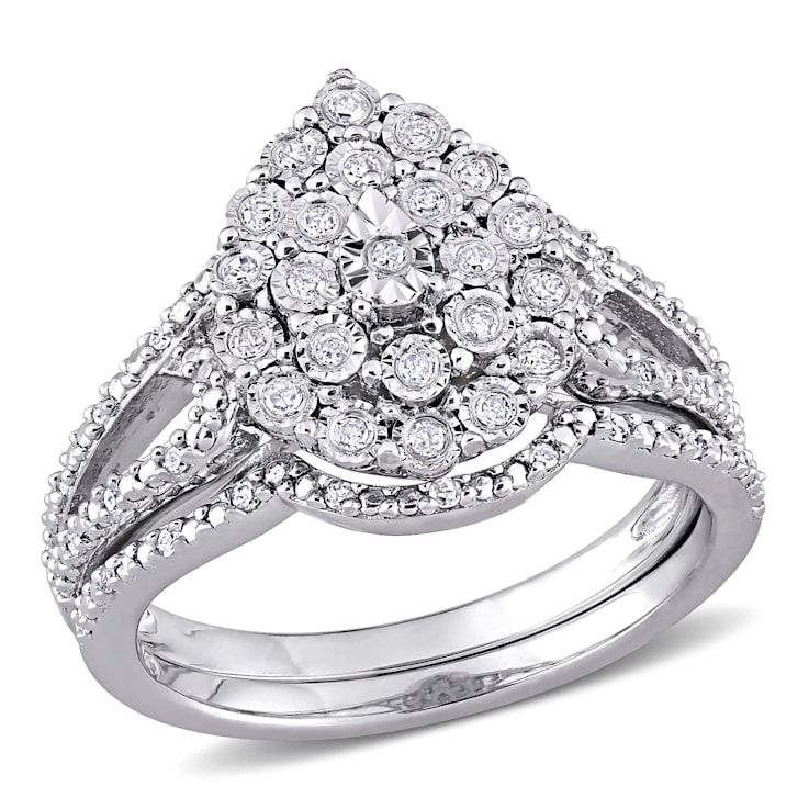 1/4 CT TW Diamond Vintage Ring Set Set in Sterling Silver