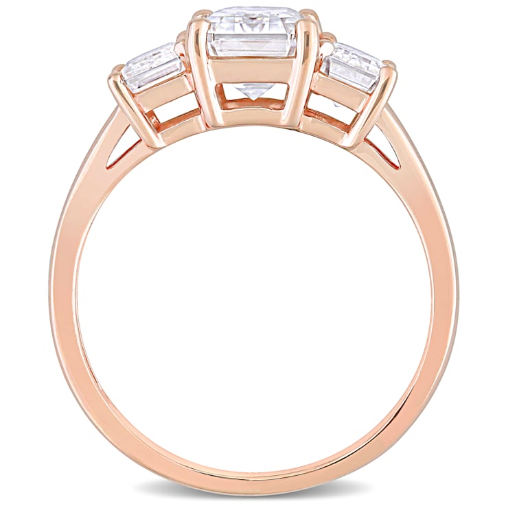 2-3/4 CT DEW Created Moissanite 3-Stone Engagement Ring in 10K Rose Gold