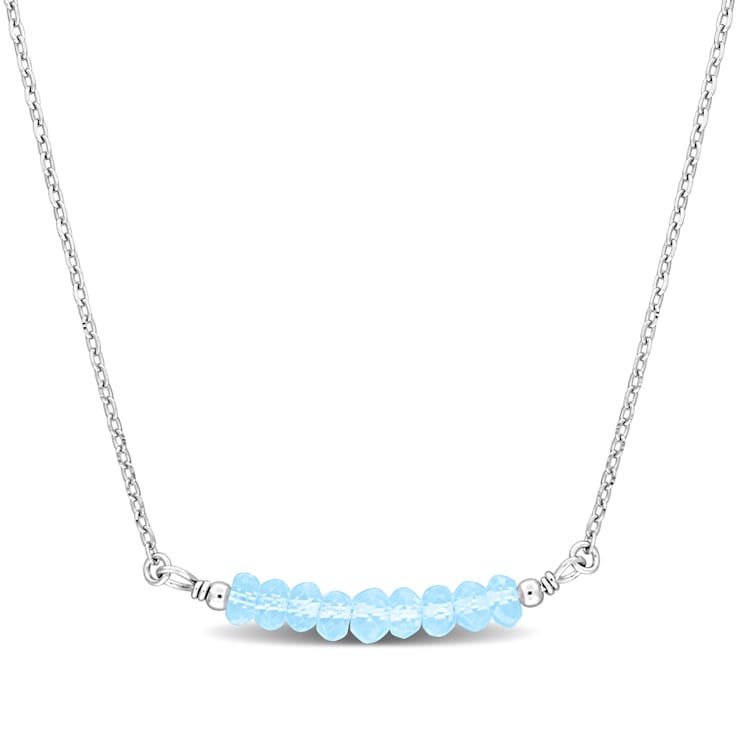 2 3/4ctw Sky Blue Topaz Bead Bar Necklace in Sterling Silver