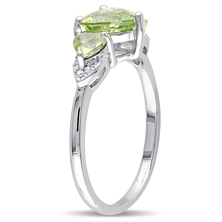 1 7/8 CT TGW Peridot and Diamond Accent Heart Ring in Sterling Silver