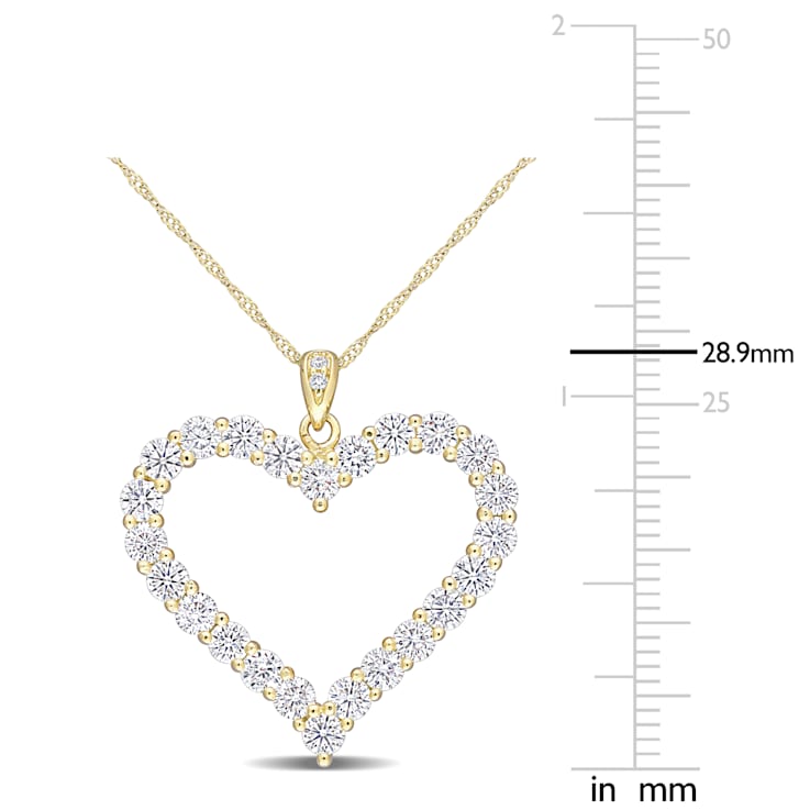 2 2/5 CT DEW Created Moissanite Heart Pendant with Chain in Yellow
Plated Sterling Silver