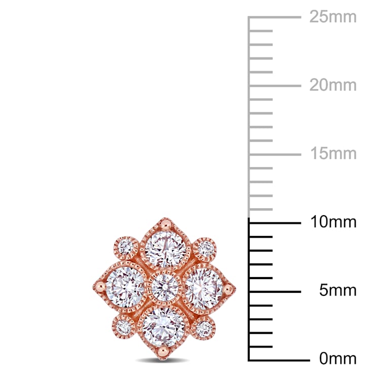 1 CT TW Diamond Square Stud Earrings in 14k Rose Gold