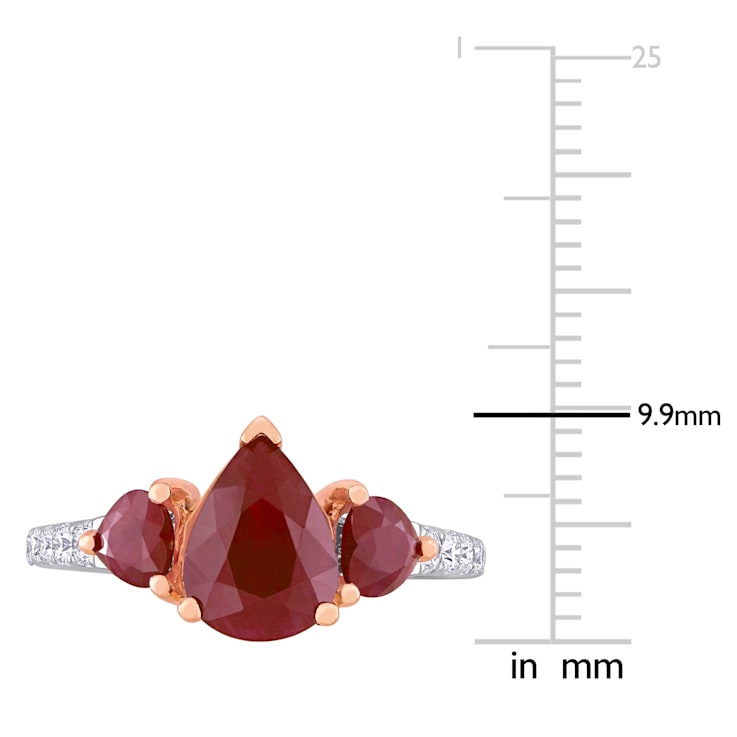 2 4/5 CT TGW Ruby and 1/3 CT TW Diamond 3-stone Ring in 2-tone 14K White
& Rose Gold