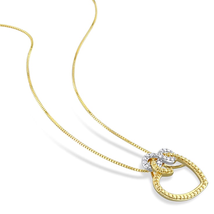 Diamond Accent Infinity Heart Pendant with Chain in 18K Yellow Gold Over
Sterling Silver