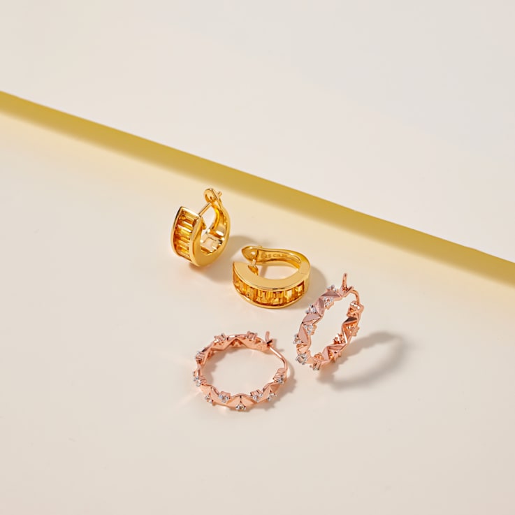 1/5 CT TW Diamond Semi-Hoop Heart Earrings in 10k Yellow Gold