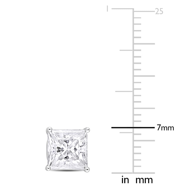 6 CT TGW Princess Cut Created Moissanite Stud Earrings in Sterling Silver