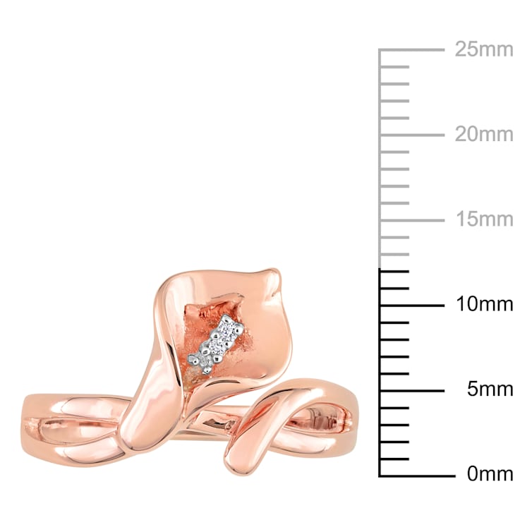 Diamond Calla Lily Ring in 18K Rose Gold Over Sterling Silver