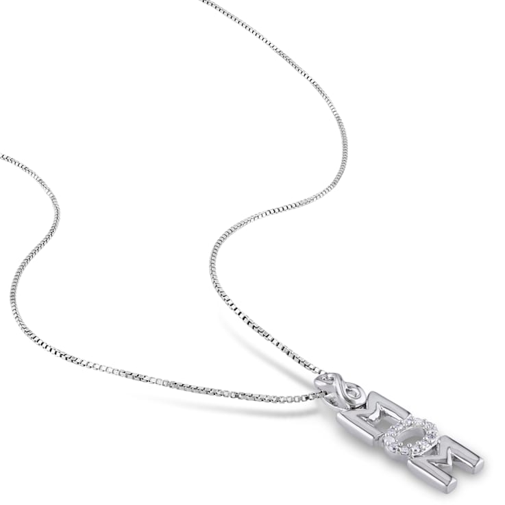 Diamond Infinity "Mom" Pendant with Chain in Sterling Silver