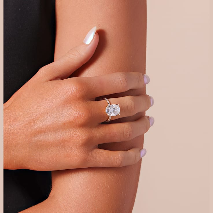 4-7/8 CT DEW Created Moissanite Engagement Ring in 10K Yellow Gold