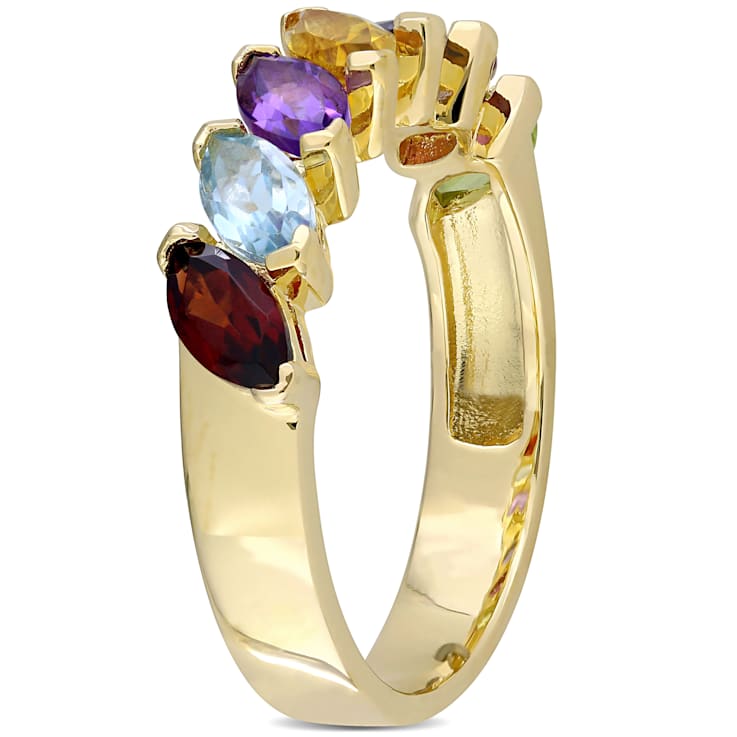 1 4/5 CTW Multi-Gemstone Ring in Yellow Plated Sterling Silver