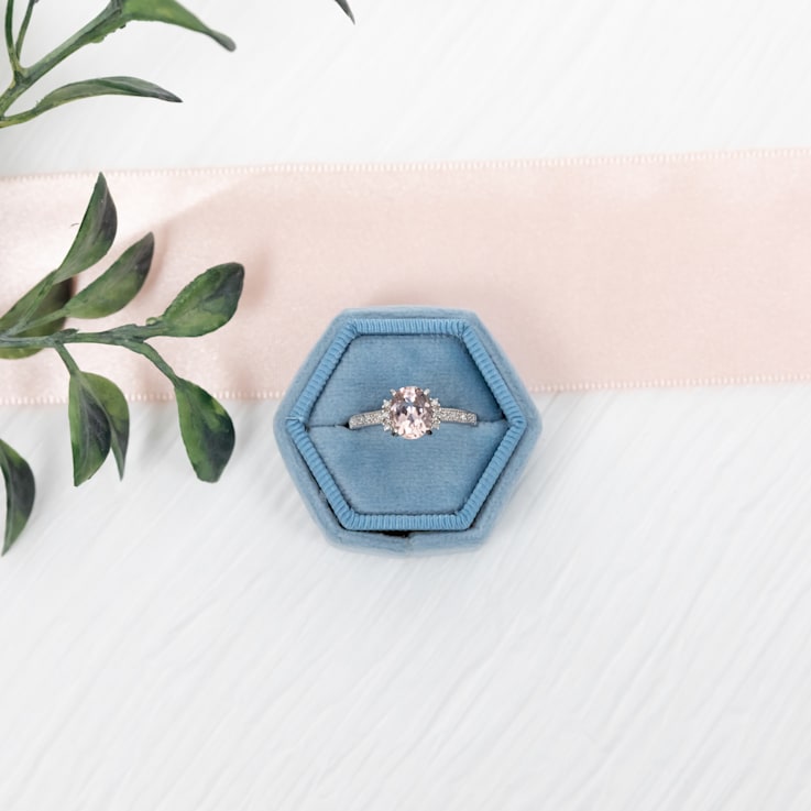 1 1/7 CT TGW Morganite and Diamond Accent Ring in Sterling Silver