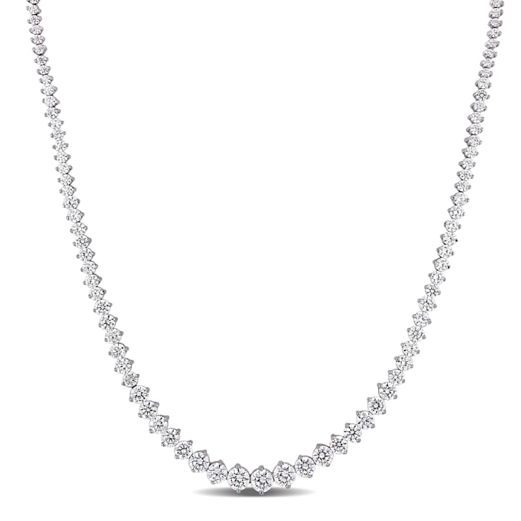 25 CT TGW Cubic Zirconia Tennis Necklace in Sterling Silver