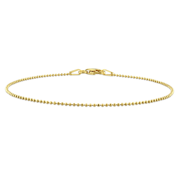 1MM Ball Chain Bracelet in 18K Yellow Gold Over Sterling Silver