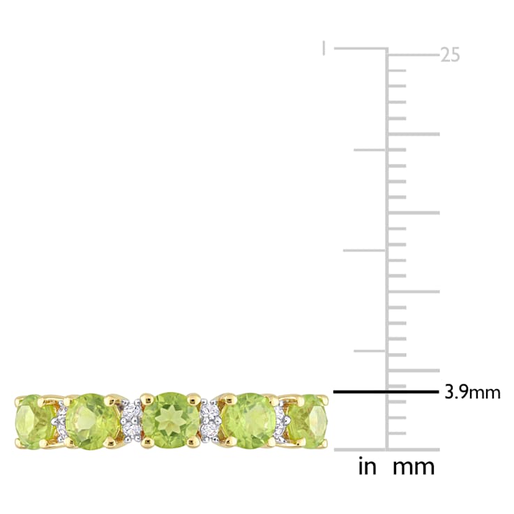 1 3/5 CTW Peridot and White Sapphire Semi-Eternity Ring in Yellow Gold
Plated Sterling Silver