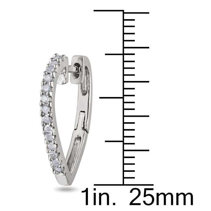 1/4 CT TW Diamond Heart Hoop Earrings in Sterling Silver