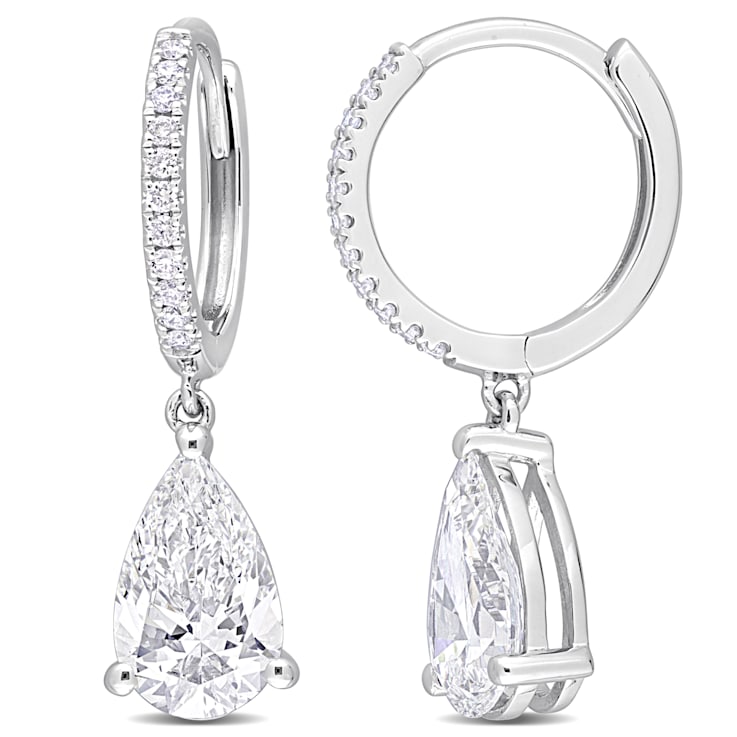 2 1/10 CT TGW Lab Grown Diamond Huggie Charm Earrings in 14K White Gold