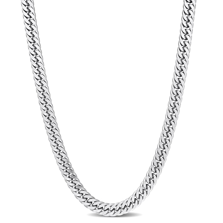5.5MM Double Curb Link Chain Necklace in Sterling Silver