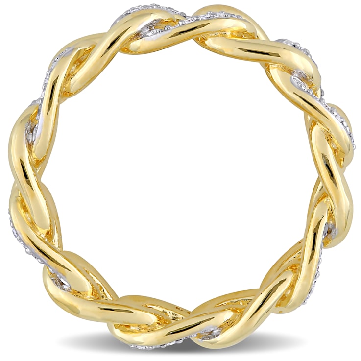 1/4ctw Diamond Link Ring in 18K Yellow Gold Over Sterling Silver