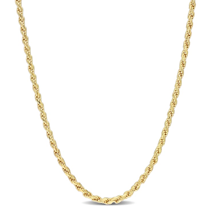2.2MM Rope Chain Necklace in Yellow Plated Sterling Silver