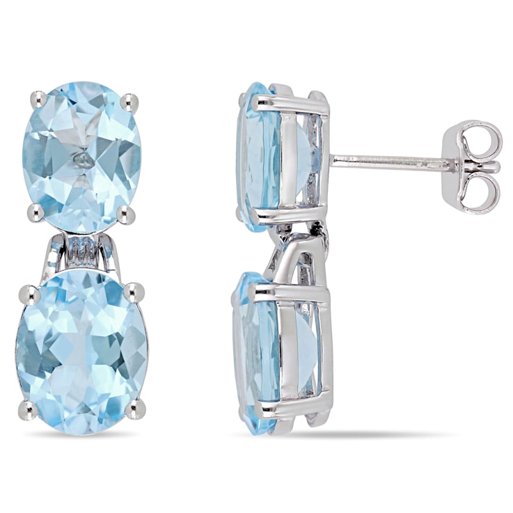 12 5/8 CT TGW Sky Blue Topaz Dangle Earrings in Sterling Silver