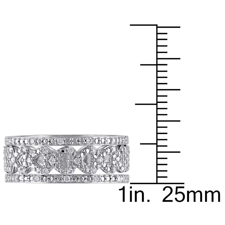 1/8 CT TW Diamond Heart Link Bridal Set in Sterling Silver