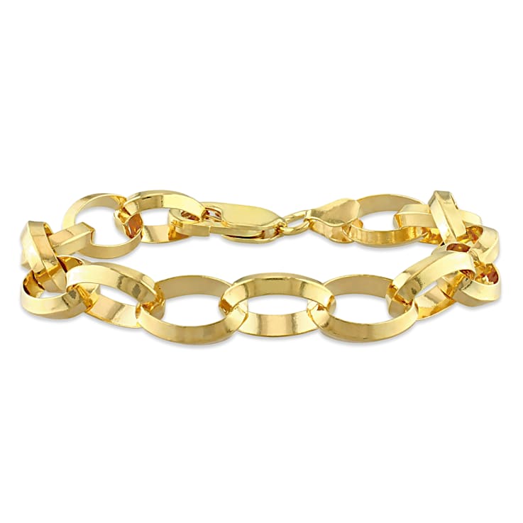 10.5MM Rolo Chain Bracelet in 18K Yellow Gold Over Sterling Silver