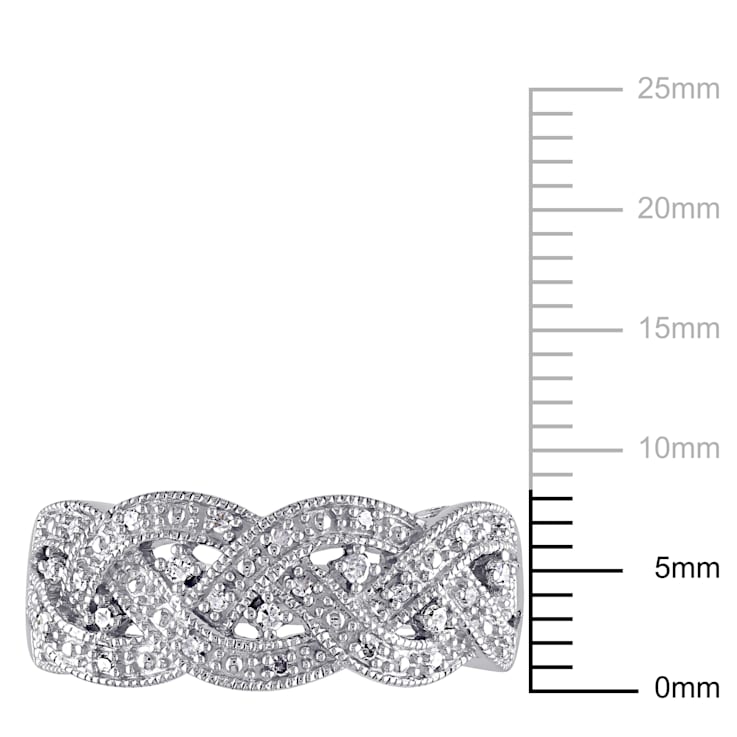 1/8 CT TW Braided Diamond Ring in Sterling Silver