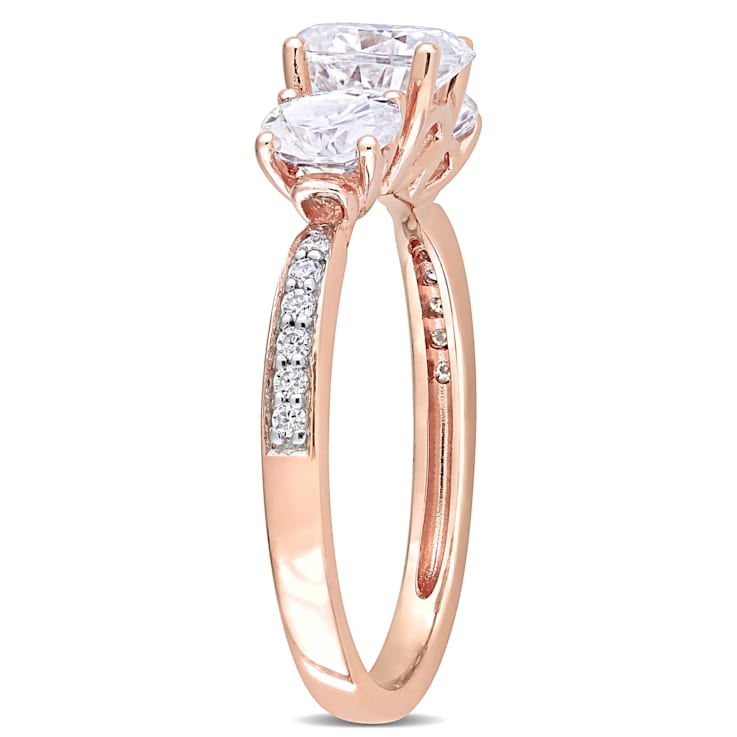 1-4/5 CT DEW Created Moissanite 3-Stone Engagement Ring in 10K Rose Gold