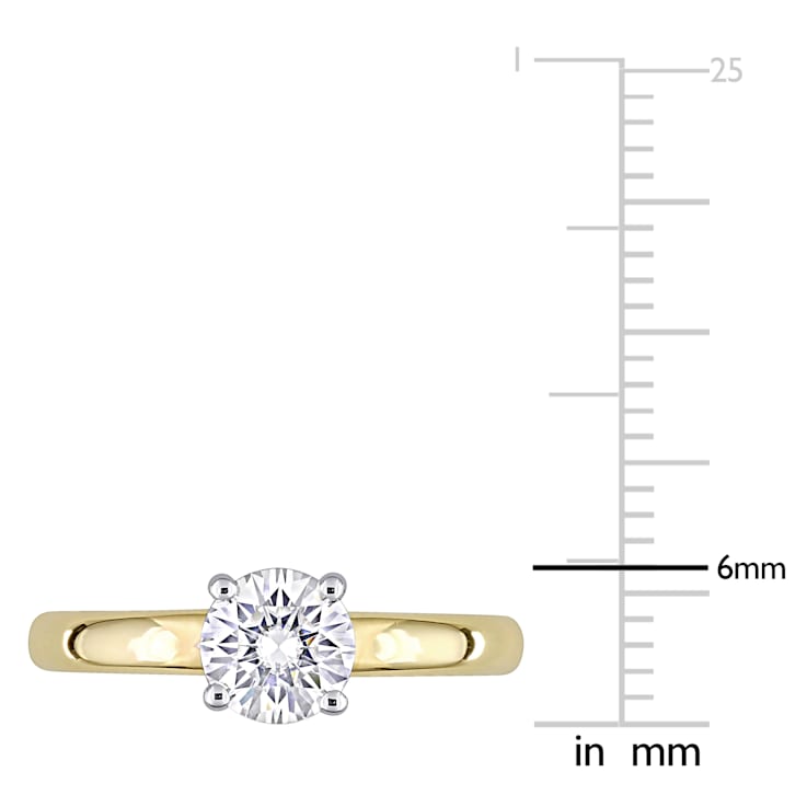 3/4 CT DEW Created Moissanite Solitaire Engagement Ring 14K Yellow Gold